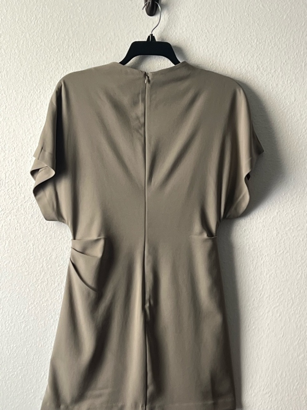 H&M Cute Taupe Draped Short-Sleeve Mini Dress, Size M - Picture 7 of 13